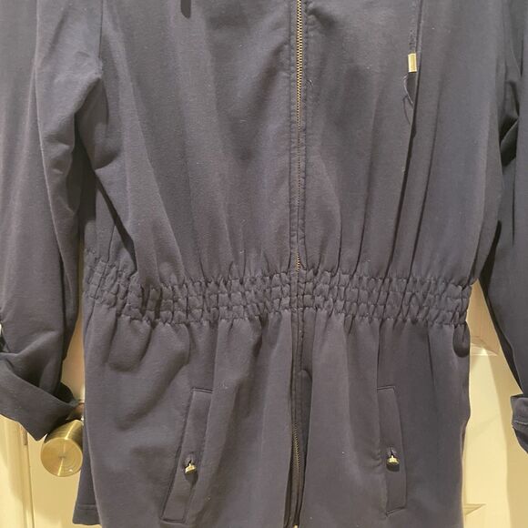 Charter Club Navy Cardigan Sweater Women’s Size XL with Gold Zipper Accents - Picture 3 of 9